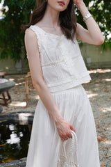 Vintage Rose Embroidery Cropped Vest