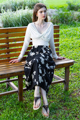 Embroidered A-Line Midi Skirt