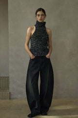 Spotted Turtleneck Knit Vest
