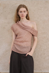 Asymmetrical Pinched-Pleat Lapel Vest
