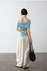Draped Off-Shoulder Slim Top