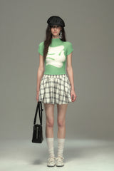 Pleated Check Flying Pigeon T-Shirt