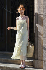 Three-Dimensional Relief Square Neck Slip Dress