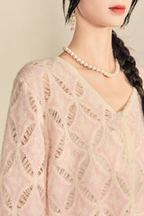 Cut-Out Woven Loose Cardigan