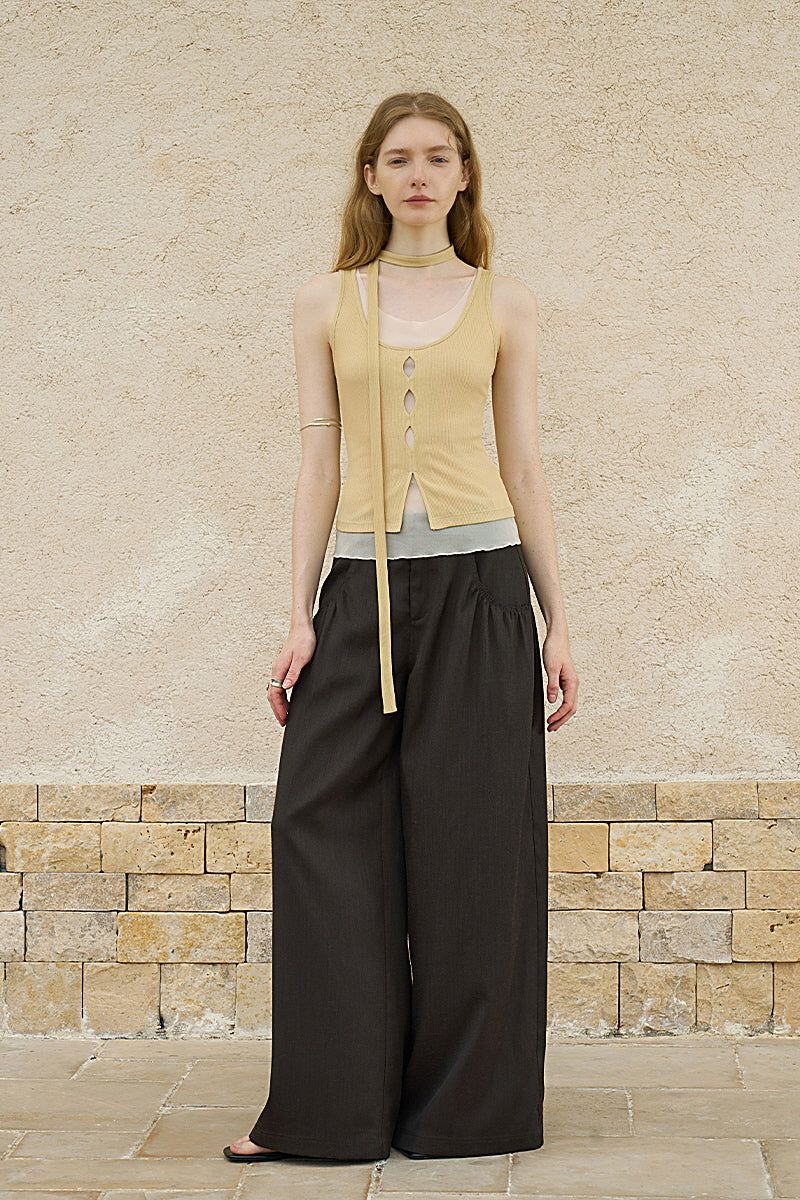 Cut-Out Cardigan Fake Two-Piece Vest