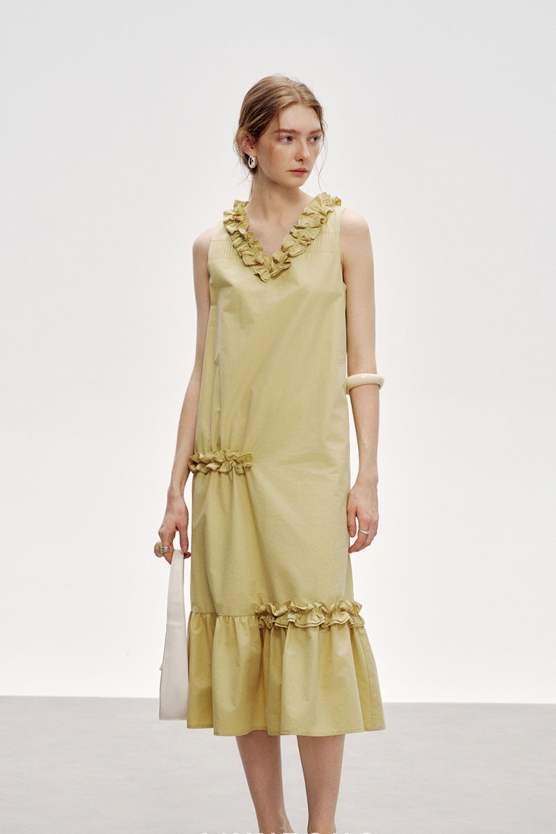 Three-Dimensional Flower Sleeveless Dress
