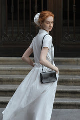 Simple Suit Collar Short Sleeve Shirt Dress