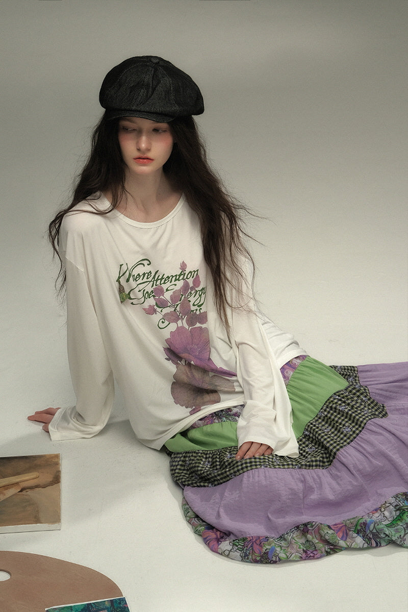 Asymmetrical Neckline Long Sleeve T-Shirt