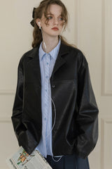 Suit Collar Loose Casual Black Jacket