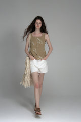 Back Cut-Out Embroidered Sleeveless Vest