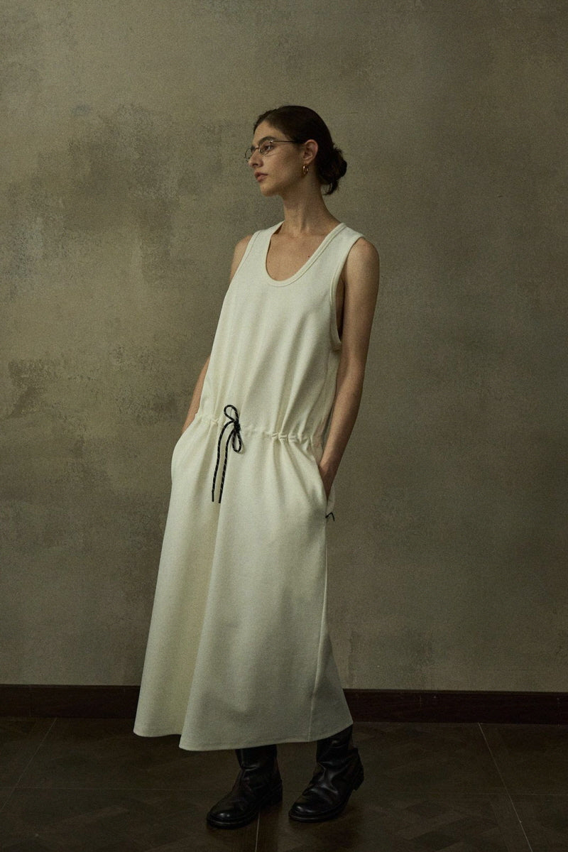 Contrast Waist Rope Vest Dress