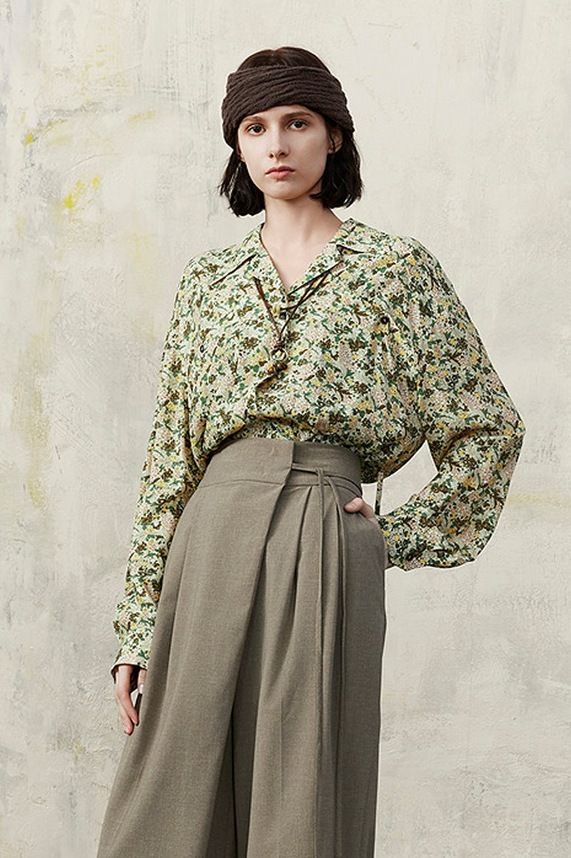 Relaxed Vintage Print Casual Shirt