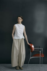 French Stand Collar Sleeveless Blouse