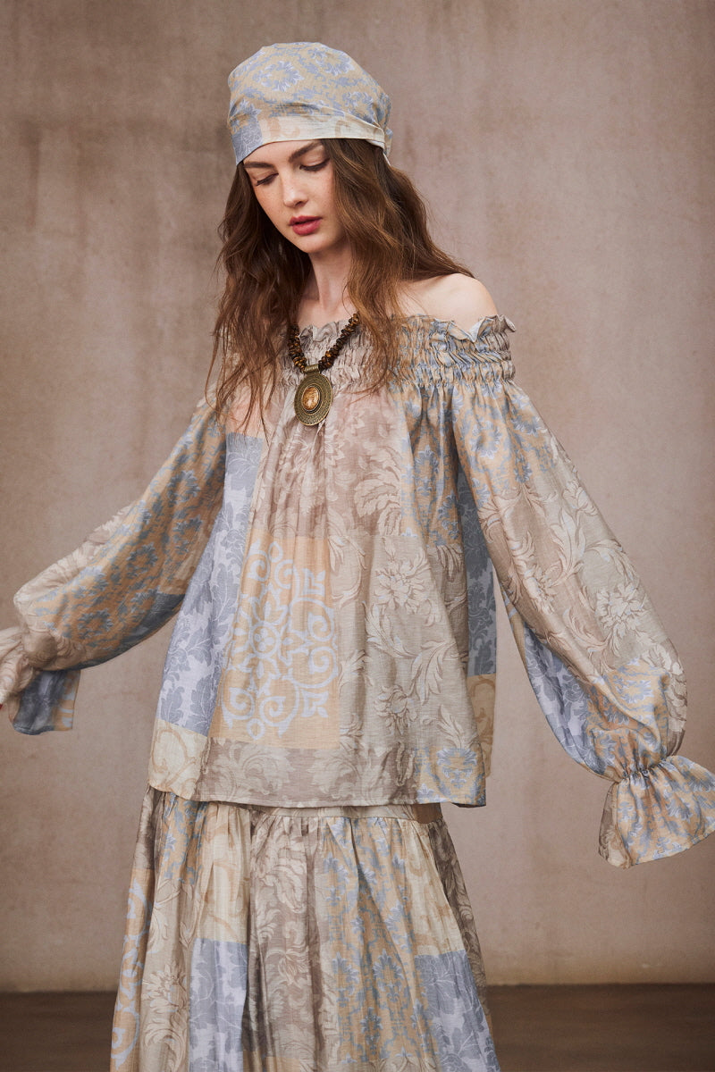 French Vintage Haze Blue Skirt