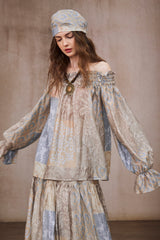 French Vintage Haze Blue Skirt