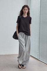 Twill Lace Casual Loose Floor-Length Pants