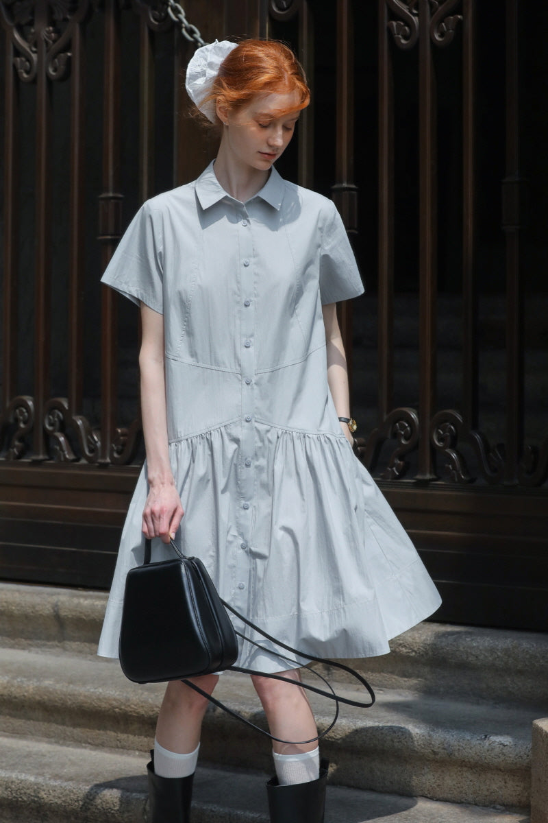 Deconstructed Short-Sleeved Shirt Dress