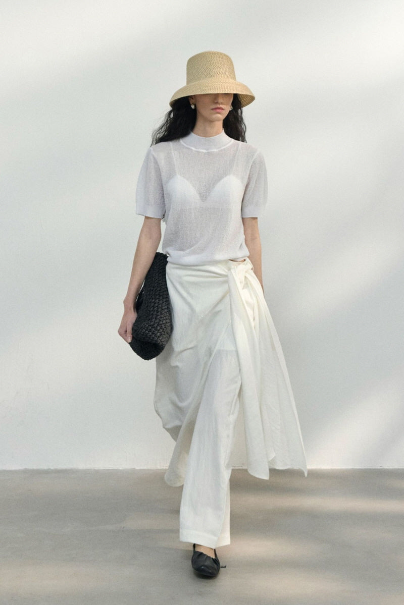 Lace-Up Wide-Leg Slacks