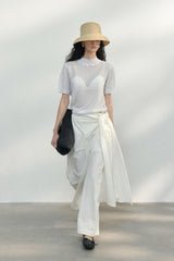 Lace-Up Wide-Leg Slacks