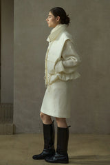 Stand-Collar Cinched-Waist Padded Vest