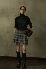 Pleated Retro Plaid Skirt