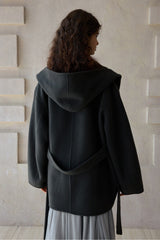 One-Hand Reversible Hooded Long Coat