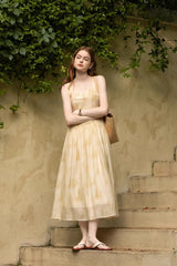 Square Neck High Waist Slim Slip Dress