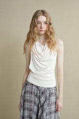 Slanted Shoulder Swing-Neck Vest Top