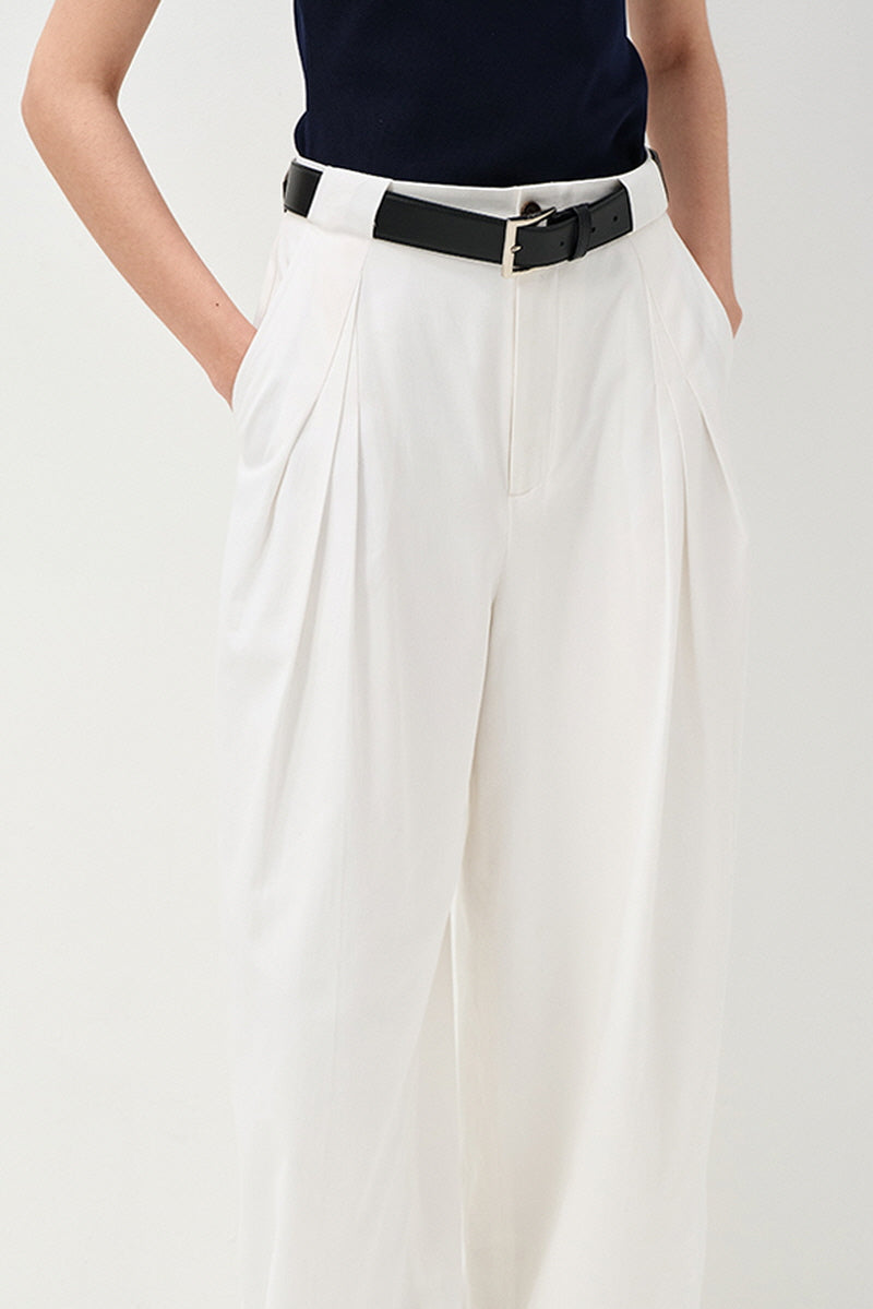 Pleated Straight-Leg Suit Pants