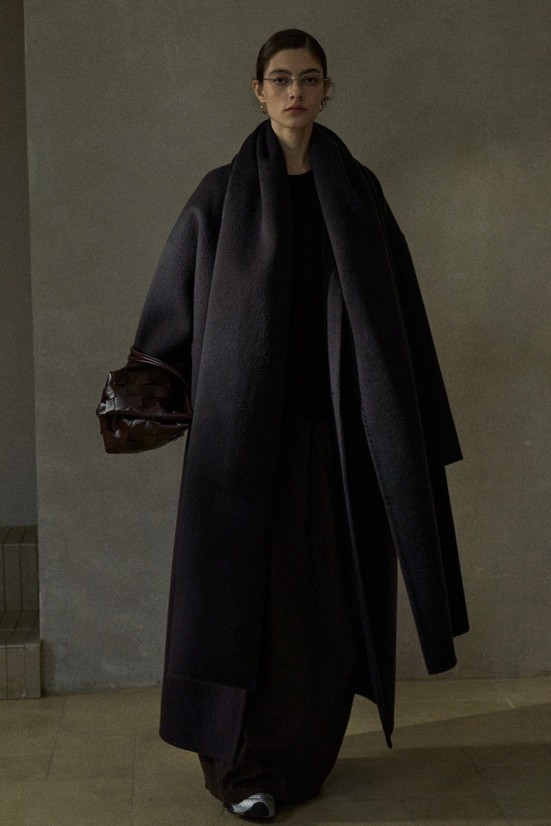 Oversized Tweed Wool Scarf