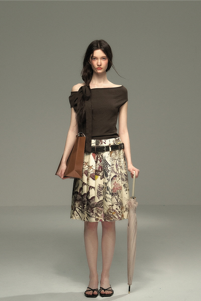 Slanted One-Shoulder Knit Top