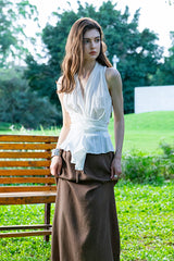 Cross-Strap Ruffled Top
