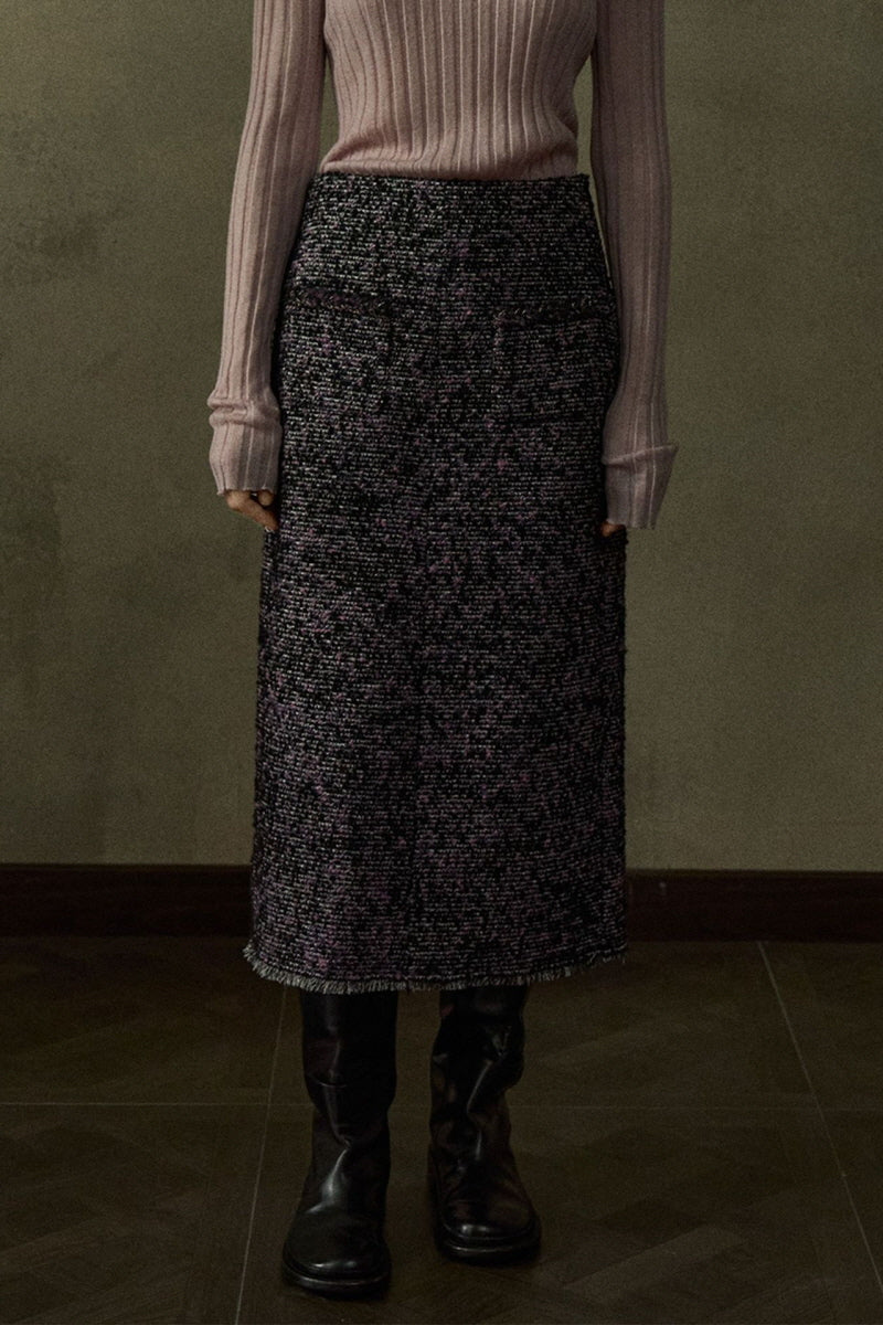 Jacquard Pattern Tweed Skirt