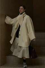 Rabbit-Ear Collar Bat-Sleeve Coat