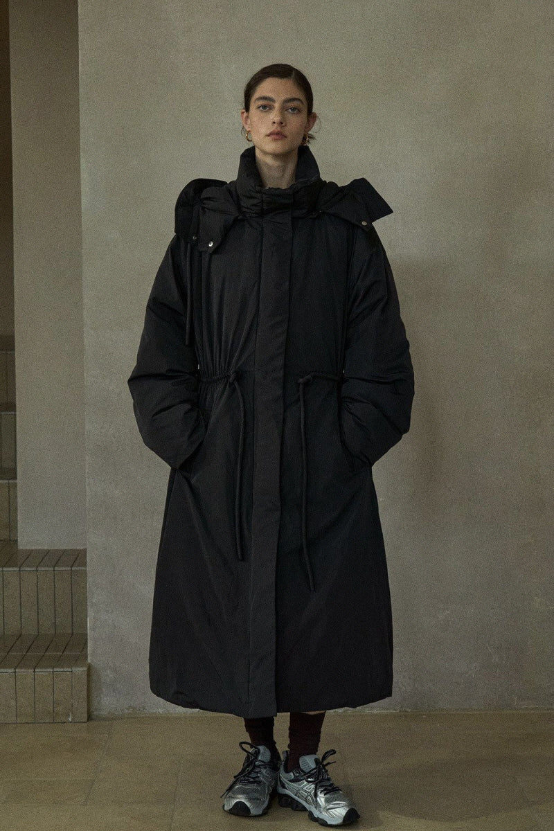 Detachable Bud-Hood Long Down Coat