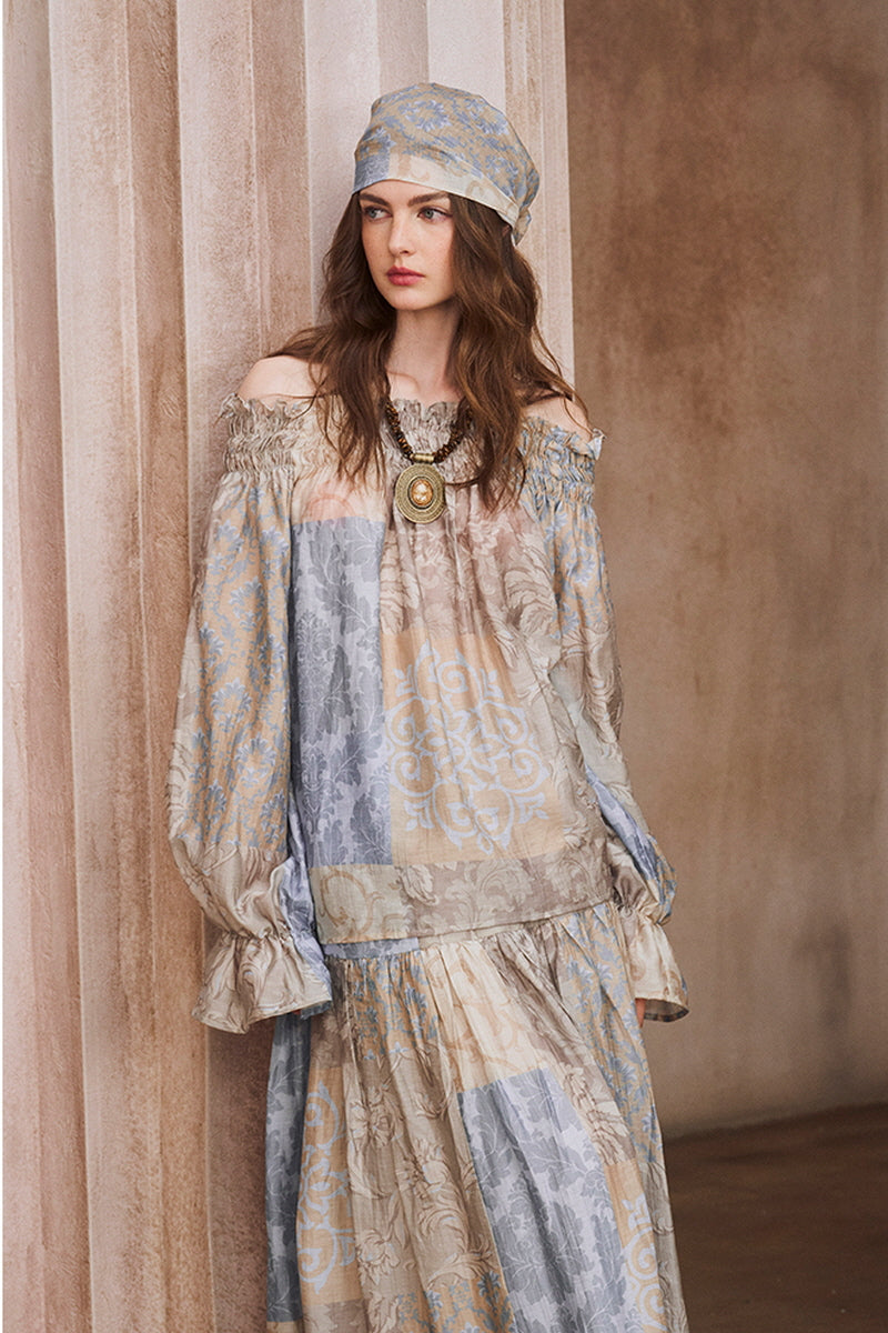 French Vintage Haze Blue Skirt