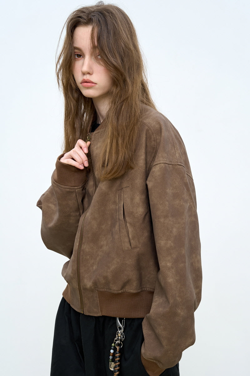 Cropped Silhouette Baseball Jacket
