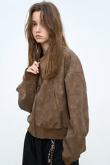Cropped Silhouette Baseball Jacket