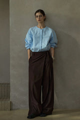 Diagonal Placket Lace-Up Slacks