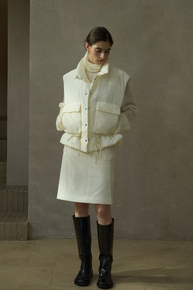 High-Waisted Padded A-Line Skirt