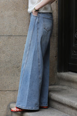 Korean High Waist Wide-Leg Jeans