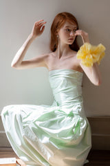 Green Irregular Tie Bow Bandeau Dress