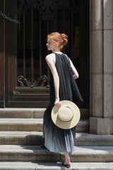 Gradient Pleated Halterneck Dress