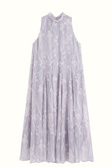 Streamer Stand Collar Sleeveless Dress