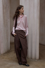 Wrap-Around Pleated Loose Slacks