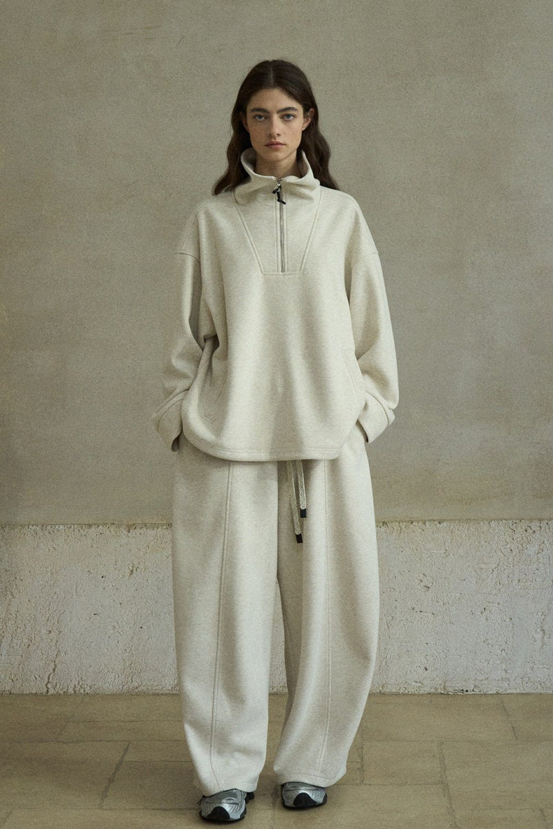 Sheer-Gauze Pullover Sweatshirt