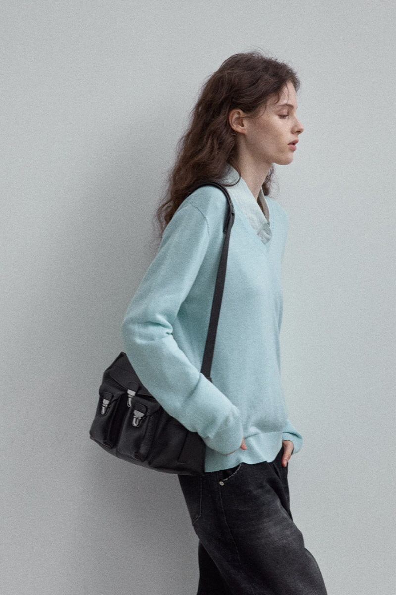 Rainbow After Rain V-Neck Pullover Sweater