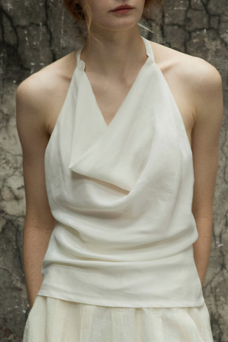 Draped Halterneck Swing Collar Camisole
