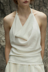 Draped Halterneck Swing Collar Camisole