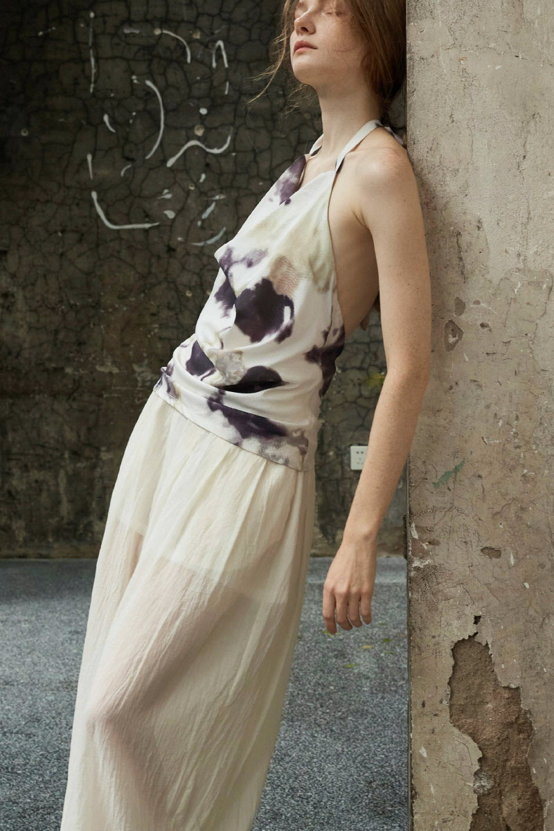 Draped Halterneck Swing Collar Camisole